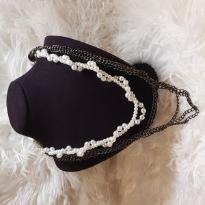 Vintage Gothic Faux Pearl and Chain Layered Necklace